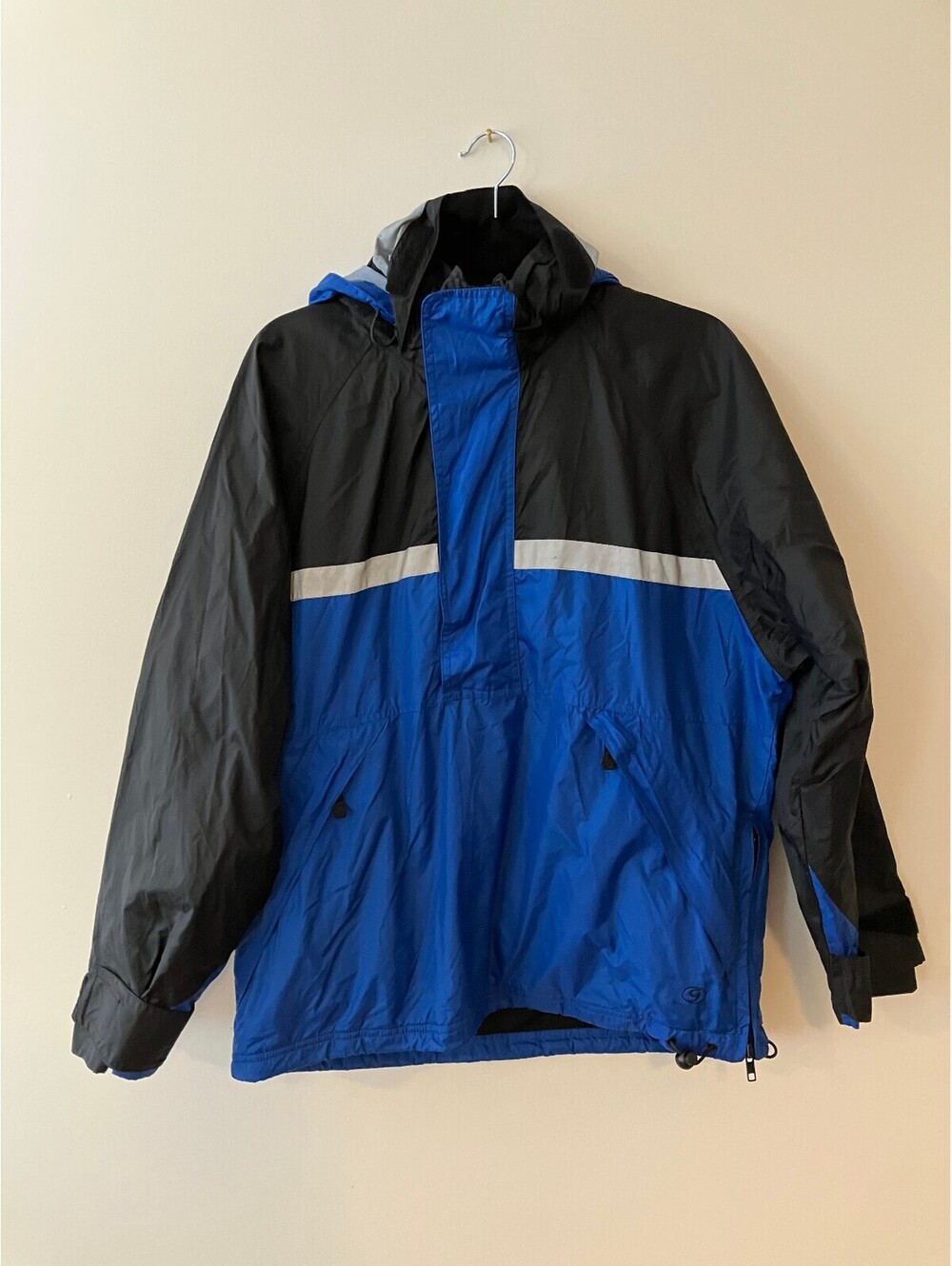 Vintage Gap Outerwear Anorak XS Blue Black Colorblock Half Zip Hooded Jacket